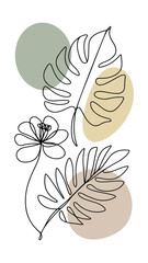 Leaf and Flower Continuous Line Art