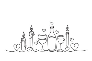 wine bottle and glasses