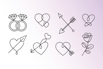 set of hand drawn doodle hearts