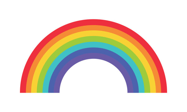 Colorful rainbow icon. a flat design symbol representing a full spectrum of colors, ideal for apps and websites. The icon can be used to represent diversity, creativity, or visual themes. vector eps