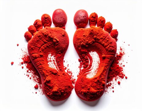 Laxmi Feet Symbol  traditional goddess Laxmi footprints in red Kumkum 