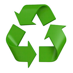 Obraz premium 3D cartoon recycle symbol with green arrows showing environmental sustainability and eco-friendly concept illustration isolated on white background