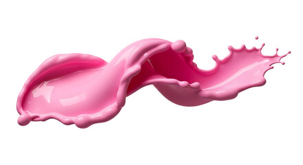 Vibrant pink paint splash isolated on transparent background, creating a dynamic and fluid abstract form, ideal for artistic designs, cosmetic promotions, and modern creative projects