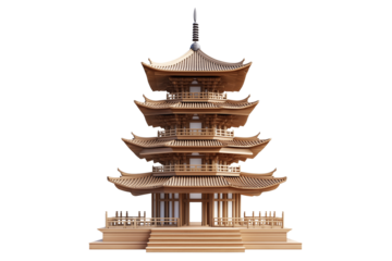 Hand-Drawn Buddhist Temple Illustration on Transparent Background