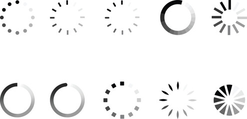 Circular Loading and Buffering Indicator Icons Set Vector Collection