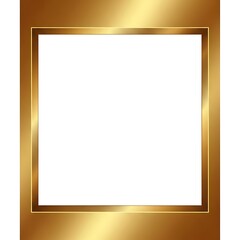 Gradient gold square frame with a bright white center on a white background metallic