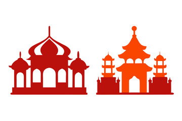 Temple fair silhouette vector illustration isolated on white background