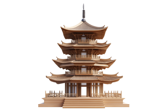 Hand-Drawn Buddhist Temple Illustration on Transparent Background - Powered by Adobe