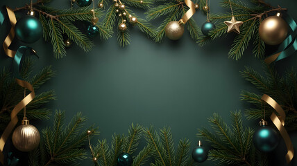 Christmas flat lay, seasons greetings card template, space for text.