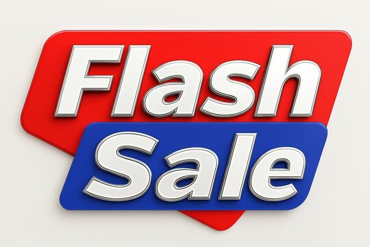 Bright red and blue flash sale banner with bold white text announcing a limited time promotional event