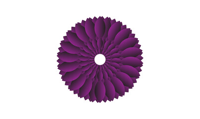 Abstract Purple Floral Mandala Pattern – Geometric Petal Spiral Design with Gradient Layers, Symmetrical Flower Ornament for transparent Backgrounds, Meditation, Yoga, and Decorative Art