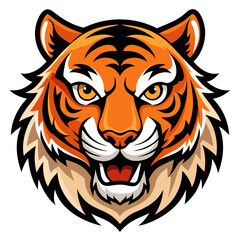 Obraz premium Fierce tiger head illustration with open mouth and sharp teeth