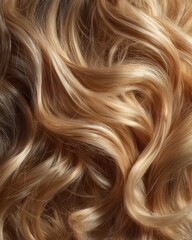 Fototapeta premium Loose Wave Wig. Macro Texture of Human Hair with Shiny Open Waves