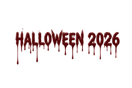  Blood Dripping Horror Text “HALLOWEEN 2026”, isolated on transparent background