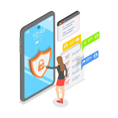 3D Isometric Flat Vector Illustration of Web Security, Protect Your Online Data. Item 3