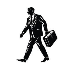 Silhouette of a Businessman Walking with Briefcase