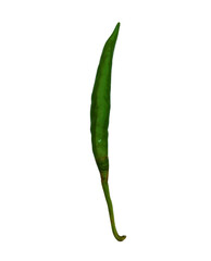 Fresh Green Chili Pepper Isolated PNG - Organic Spice and Culinary Ingredient A high-resolution PNG graphic or photograph of a single, whole fresh green chili pepper