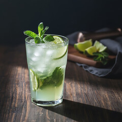 Fresh mojito with lime and mint