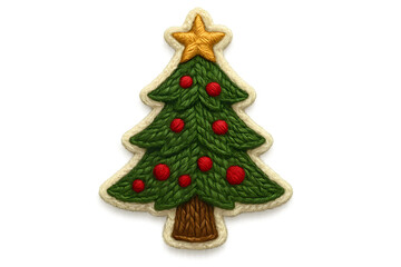 Naklejka premium christmas tree with gold star patch on transparent background