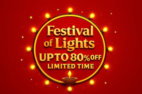 Festival of lights celebration with upto 80 percent off limited time sale announcement