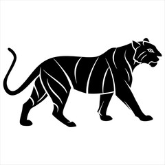 Walking Tiger Silhouette Logo Design