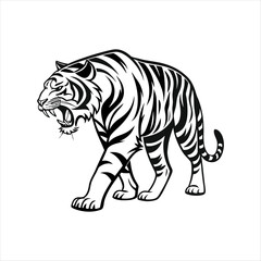 Roaring Tiger Silhouette Illustration