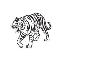 Roaring Tiger Line Art Illustration