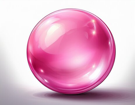 shiny pink bubble sphere isolated on white background