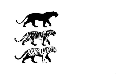 Tiger Evolution Silhouette Vector Set
