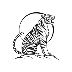 Roaring Tiger Silhouette Vector Illustration