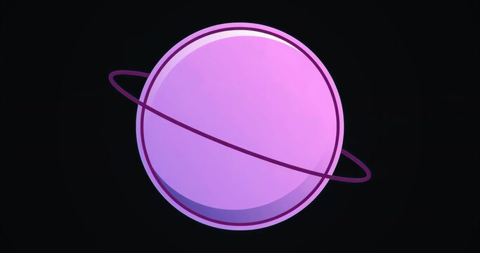 Naklejki Rendering stylized planet floating in space, showing purple pink gradient elliptical magenta ring
