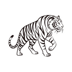 Majestic Tiger Silhouette in Walking Pose