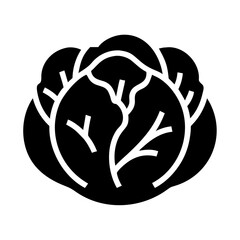 Fototapeta premium Black and white icon of a cabbage icon