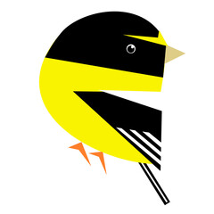 Bird vector illustration of Evening Grosbeak