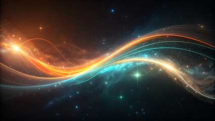 Abstract Light Streaks and Glowing Flares in Dark Space – Futuristic Motion Background