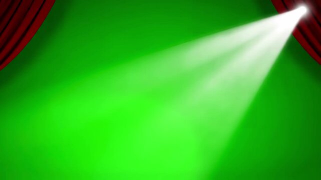 Green Screen red curtain with spotlight opening scene 2 distortion, overlay, glitch, static noise, scan lines on black background, 4k animated video loop