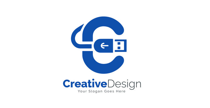 Letter C with USB Logo Design