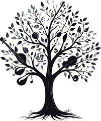 Fototapeta premium Tree with Branches Shaped Like Musical Instruments Symbolizing Harmony with Nature
