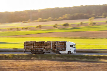 Holzlaster auf der Autobahn