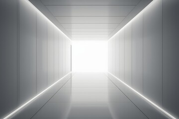 Obraz premium Monochrome Futuristic Hallway with Subtle Motion Blur and Minimal Sci-Fi Ambience