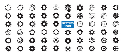 Black color gear wheel icon. Cogwheel, Gear wheel symbol. Setting icon collection. Vector eps 10