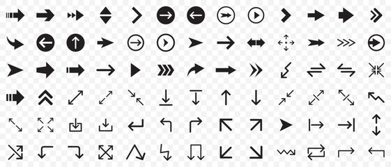 Arrow icon set. Cursor. Collection different arrow signs. Black arrows icons set. Arrow icon collection. Large Black arrow icon vector set. Black icon collection.
