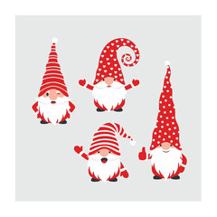 Christmas gnomes vector illustration on gray background