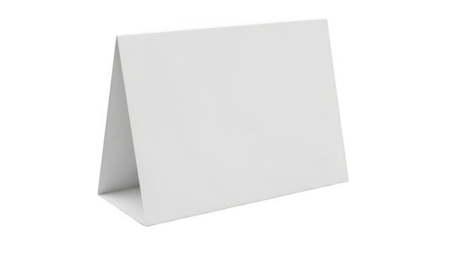 Blank white table tent card, mockup template, isolated on transparent background