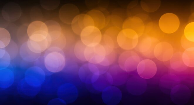 Abstract background features a vibrant gradient of orange, purple, and blue colors with circular light effects.