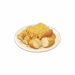 vector illustration of cassava cheese on a white background 