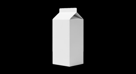 White carton packaging for milk or juice, blank box mockup isolated on transparent background