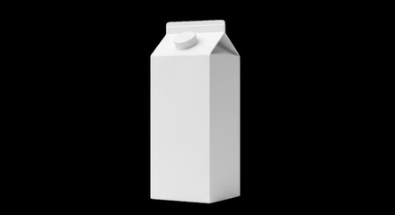 White blank milk carton packaging mockup, front view, studio shot, isolated on transparent background