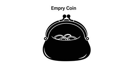 Vector  illustration of a coin purse with a few coins inside, depicted in a simple graphic style
