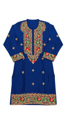 Blue kashmiri kurta with embroidery isolated on transparent background